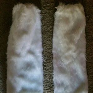 White fur leg warmers